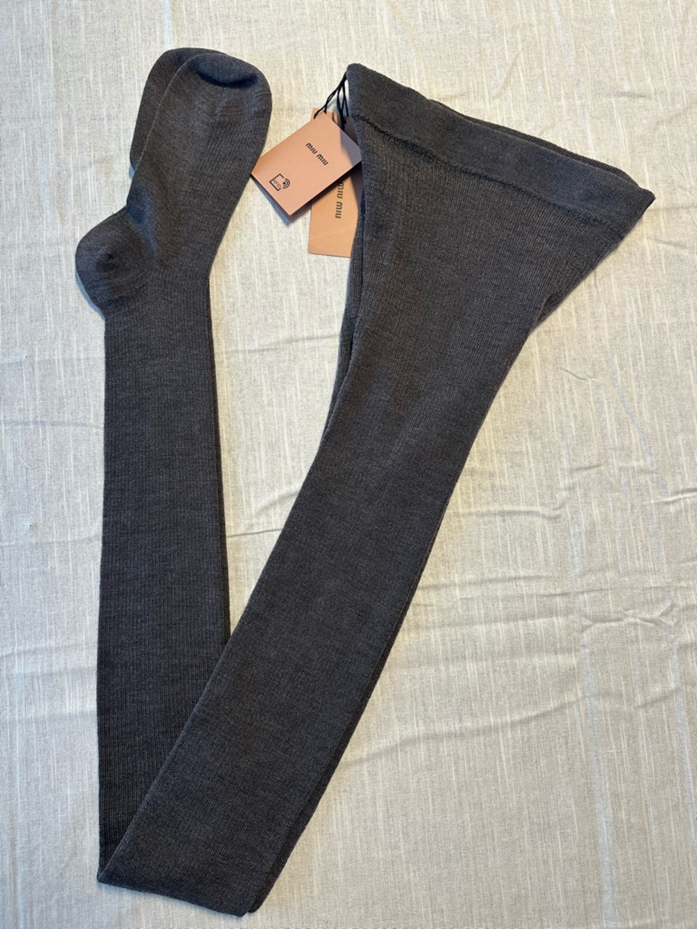 Miu Miu Wool Tights Ardesia Gray Size II NWT Made in Italy